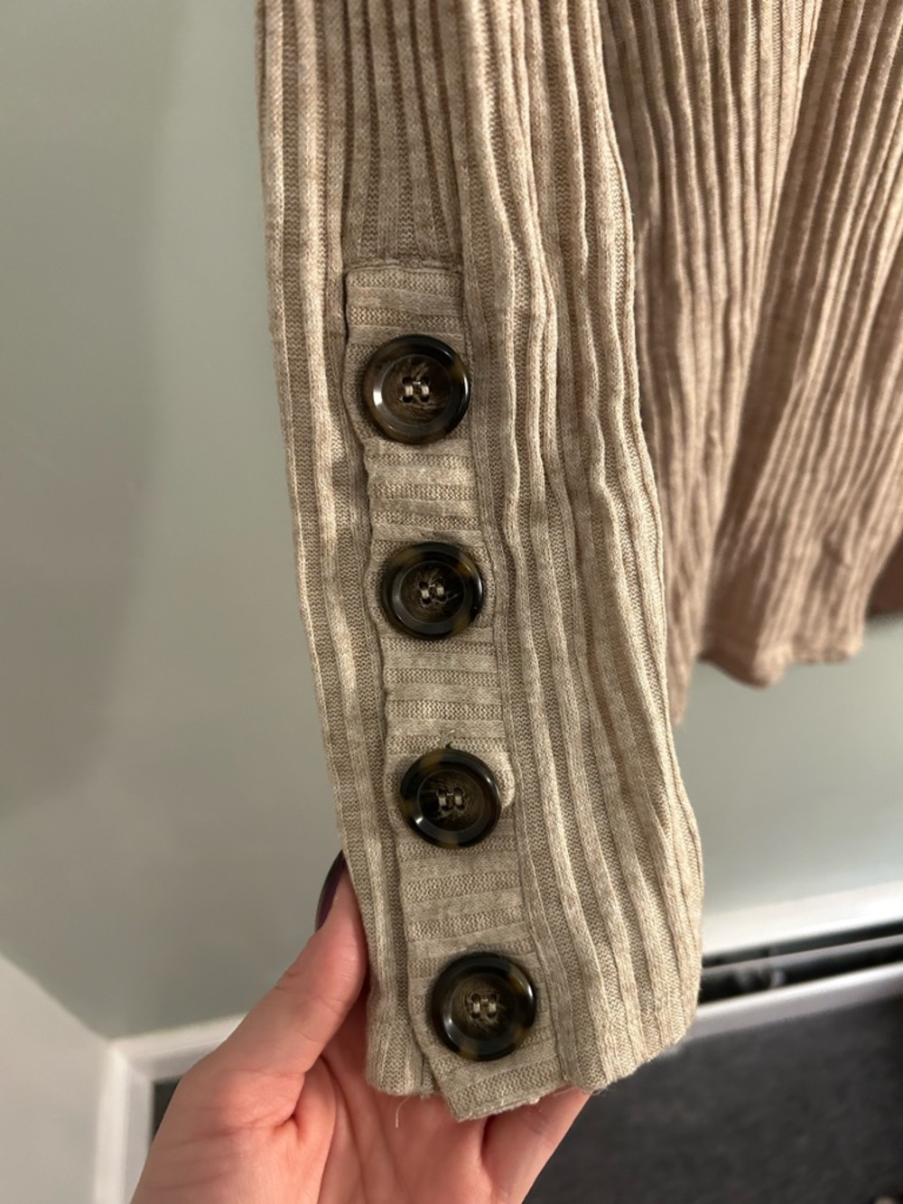 Harper Ribbed Tunic Top - Beige - Picture 3 of 5